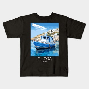 A Pop Art Travel Print of Chora Andros Island - Greece Kids T-Shirt